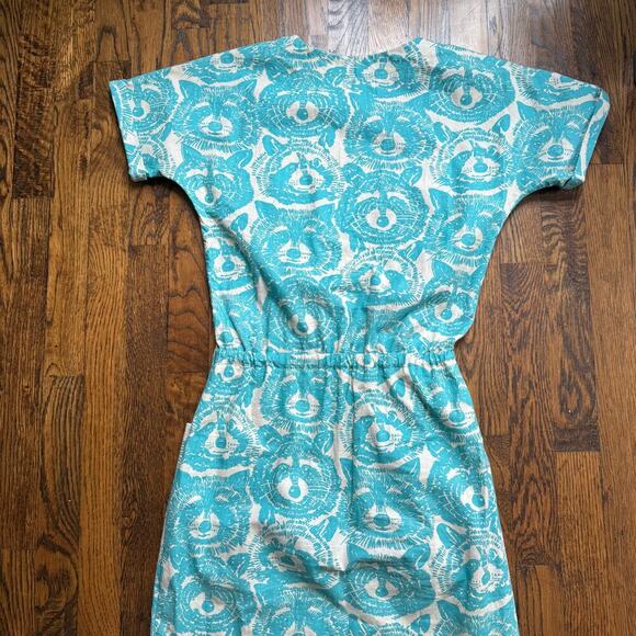 Raccoon Dress Handmade Amazing Quirky Trash Panda Dress Size XS/S Turquoise - Picture 7 of 7
